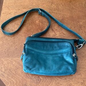 Osgoode Marley Teal Leather Crossbody Travel Bag